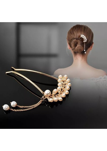 Incili Sallantılı Metal Topuz Tokası Yeni Tarz Glpş 49450