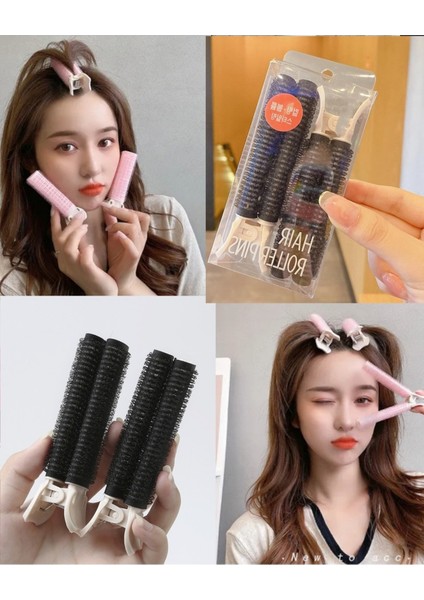 2 Li Saç Kabartma Tokası, Siyah Bigudi