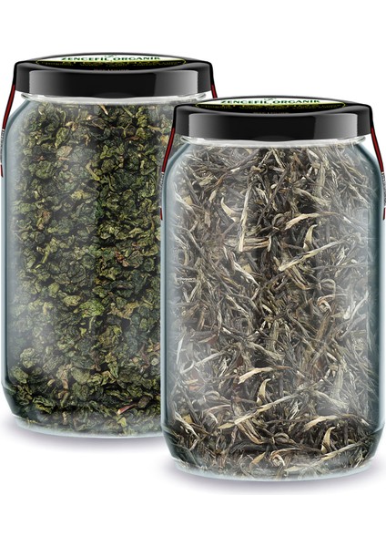 Bi Kavanoz Saf Beyaz Çay + Bi Kavanoz Saf Oolong Çayı 660 Cc'lik 2 Adet Cam Kavanoz Katkısız Ürünler