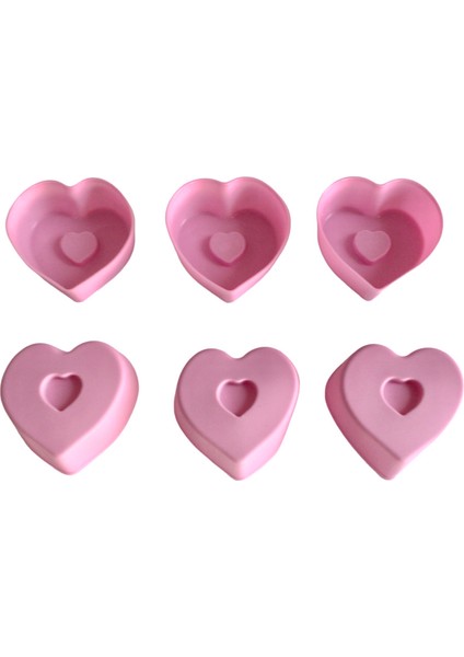 Bybirgül Pembe 12 Li Mini Silikon Kalp Kek Kalıbı,muffin Kalıbı ,airfryer Kabı 12 Adet