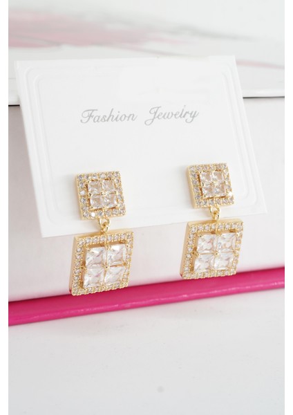 Kadın Vip Seri Baget Zirkon Taşlı Küpe Seti