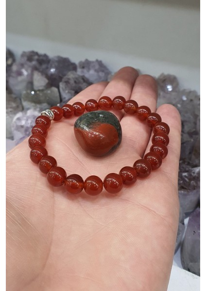 Akik Doğal Taş Bileklik 8 mm ( Kan Taşı Hediye ) ( Nazara Karşı Koruma ) Aa Kalite modelleri