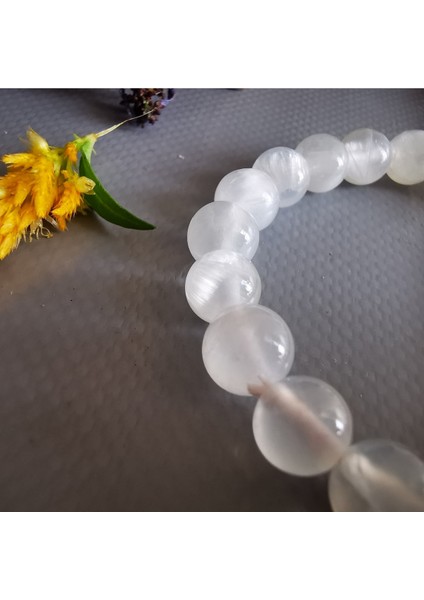 Selenit 8 mm Doğaltaş Bileklik