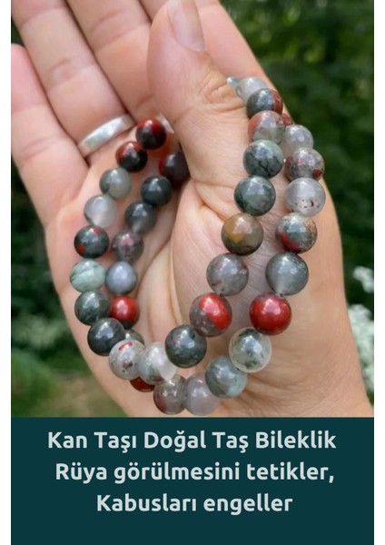 Kan Taşı Doğal Taş Bileklik ( Psikolojik Olarak Cesaret Verir ) 8 mm