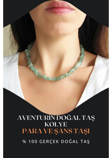 Aventurin Doğal Taş Kolye ( Para , Bolluk ve Şans ) Aa Kalite 45 cm