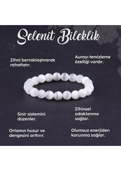 Sertifikalı Selenit Doğal Taş Bileklik 8 mm - B804