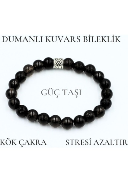 Doğal Şifalı Taş Bileklik | Dumanlı Kuvars Doğal Taş Bileklik 8 mm Güç Taşı