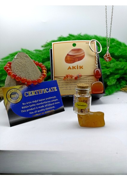 Akik (Carnelyan) Doğal Taş Set (Sertifikalı) modelleri