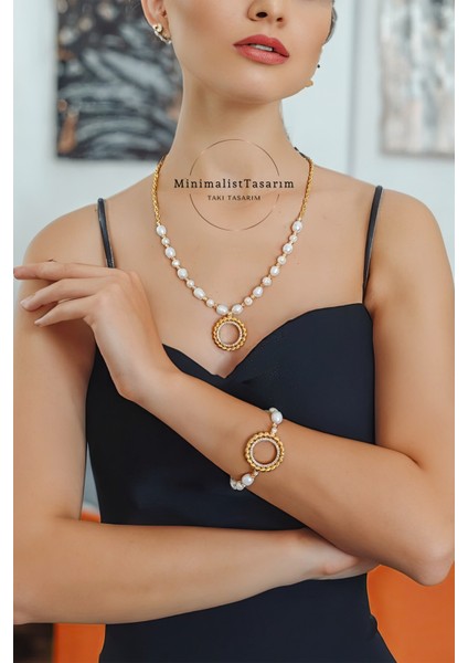 Çeyreklik Altın İncili Çelik Kolye fiyatları