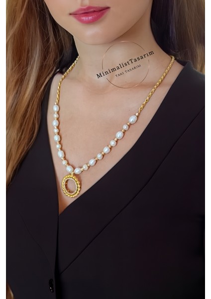 Çeyreklik Altın İncili Çelik Kolye indirimleri