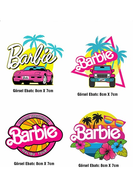 Barbie 4 Adet Ütü ile Yapışan Tekstil Dtf Baskı
