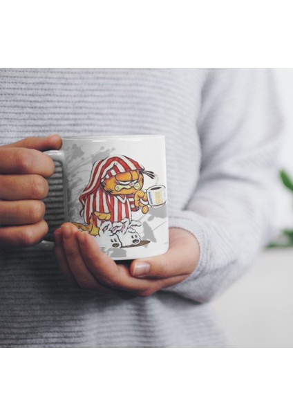 Uykucu Huysuz Kedi Garfield Baskılı Hediyelik Kupa Bardak