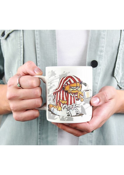 Uykucu Huysuz Kedi Garfield Baskılı Hediyelik Kupa Bardak modelleri