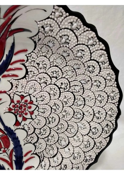 -Çini El Emeği 30 cm Teşhip Sanatı Özel Tasarım Kabartma Desenli Tabak PRA-3160240-6570 fiyatları
