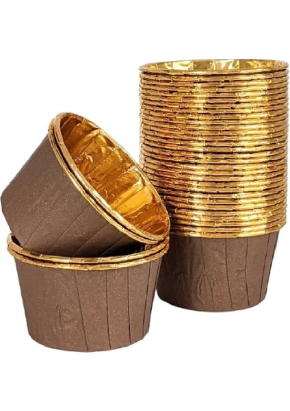 Muffin Kağıt Karton Altın Kahve Cupcake Kek Kalıbı Kapsülü Kabı - 25 Adetlik 5 Paket indirimleri