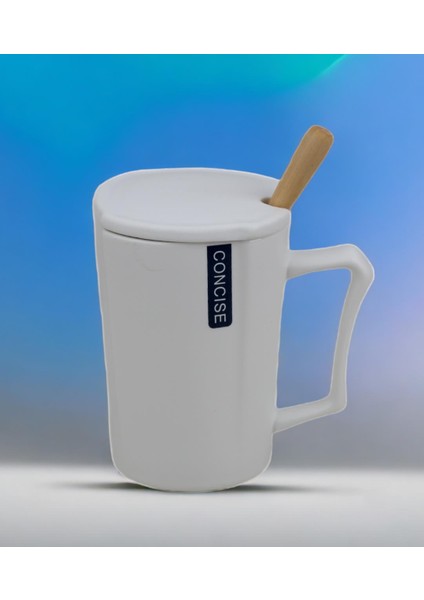Mermer Tasarımlı Kapaklı Kaşıklı Sıcak Tutan Kupa Bardak Fincan Mug Mini Motivasyon Termos 330 Ml.