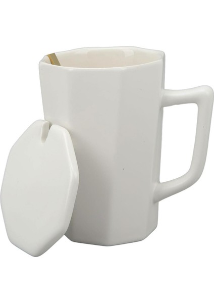 Mermer Tasarımlı Kapaklı Kaşıklı Sıcak Tutan Kupa Bardak Fincan Mug Mini Motivasyon Termos 330 Ml.