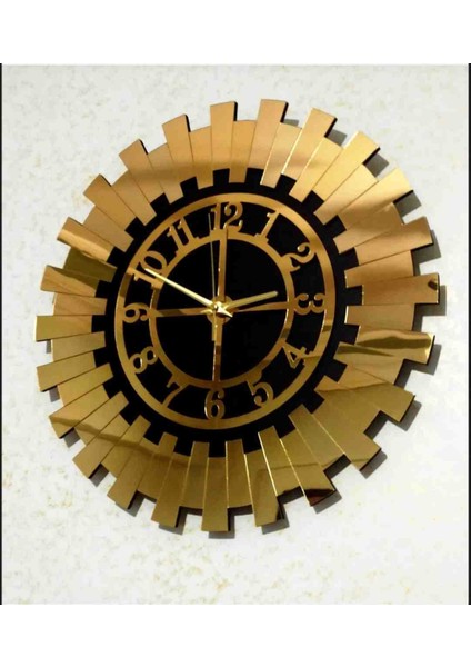 Dekoratif Gold Renk El Boyaması Tablo Duvar Saati 80X50 cm modelleri