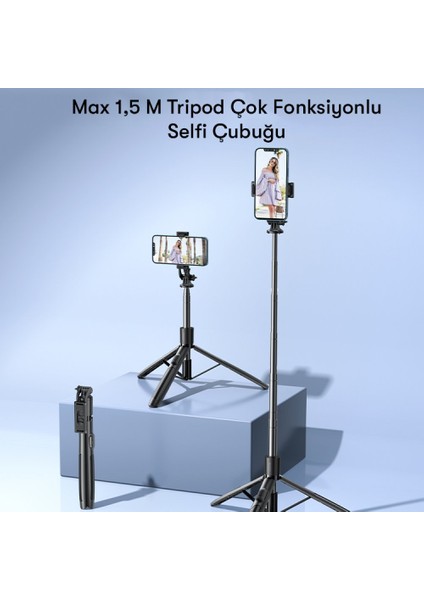 SF13 360 Derece Bluetooth Kontrollü 158CM Selfie Çubuğu fırsatları