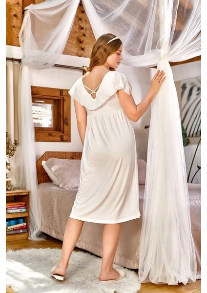 Cossybyaqua 24154 Brode Detaylı Hamile Lohusa Gecelik