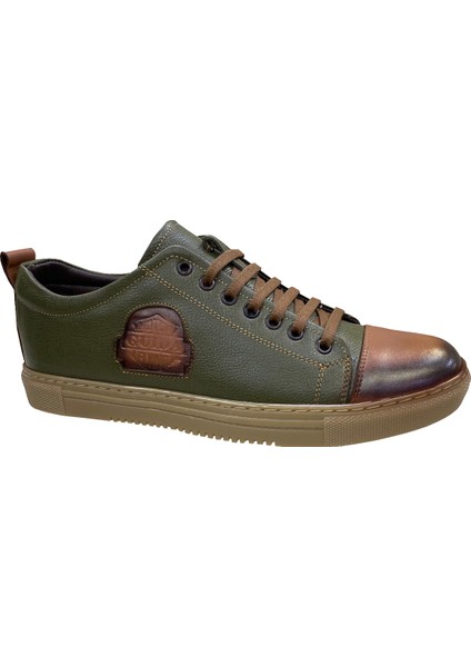 Erkek Bağcıklı Deri TABA-YEŞİL-SNEAKERS-731-TABA-YEŞİL