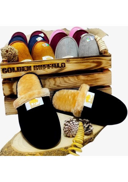 Golden Buffalo 3 Çift Kaliteli KARIŞIK RENK Ev Terliği Yünlü Misafir Çeyiz Bohça Gelin Damat Terliği