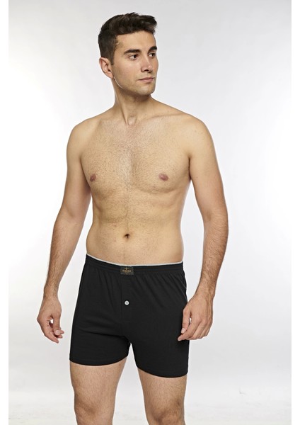 Önü Düğmeli Erkek Havlu Bel Boxer K13230 - Siyah