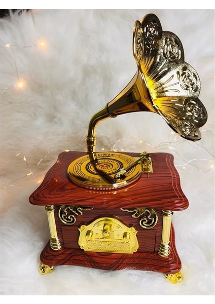 Nostaljik Gramofon Dekoratif Müzik Kutusu