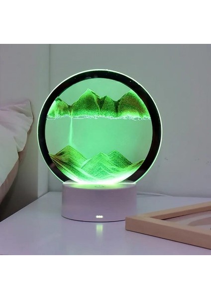 3D LED Işıklı Kum Saati Gece Lambası 7 Inç Kum Sanatı Ev Ofis Dekorasyonu Yeşil