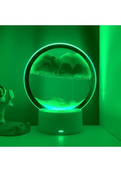 3D LED Işıklı Kum Saati Gece Lambası 7 Inç Kum Sanatı Ev Ofis Dekorasyonu Yeşil