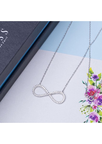 Sonsuzluk Model Zirkon Taşlı 925 Ayar Gümüş Kadın Kolye fiyatları