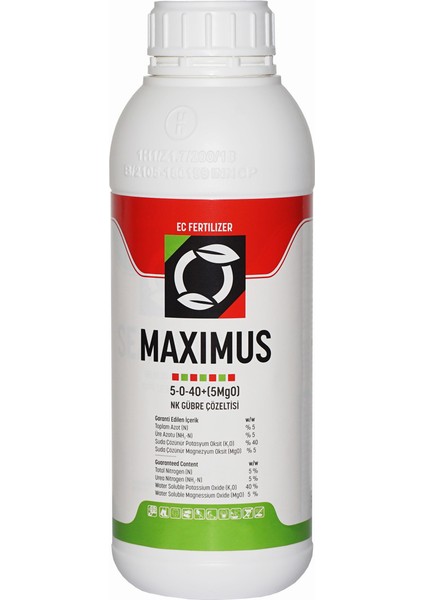 Maximus 5-0-40 (5mgo) Yüksek Potasyum Içerikli Sıvı Gübre 1 L