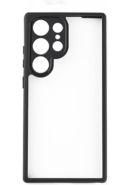 Samsung Galaxy S24 Ultra Kılıf Silikon Kenarlı Arkası Şeffaf Kamera Korumalı Roll Kapak