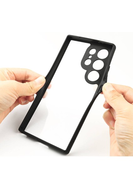 Samsung Galaxy S24 Ultra Kılıf Silikon Kenarlı Arkası Şeffaf Kamera Korumalı Roll Kapak