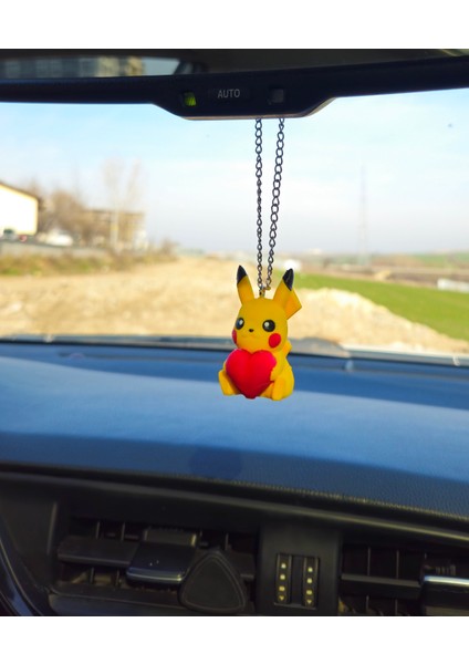 Kalpli Pikachu Dikiz Ayna Süsü Sevgililer Günü Hediyesi Araba Süsü Kalp Hediye Süs