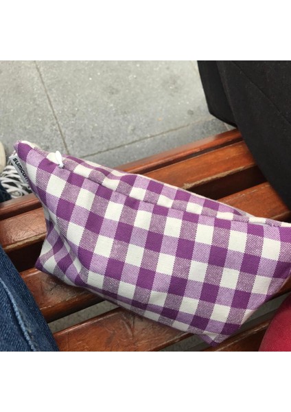 Mor Pötikareli Yıkanabilir Fermuarlı Tek Gözlü Bez Kalemlik Kalem Kutusu Cüzdan Makyaj Çantası fırsatları