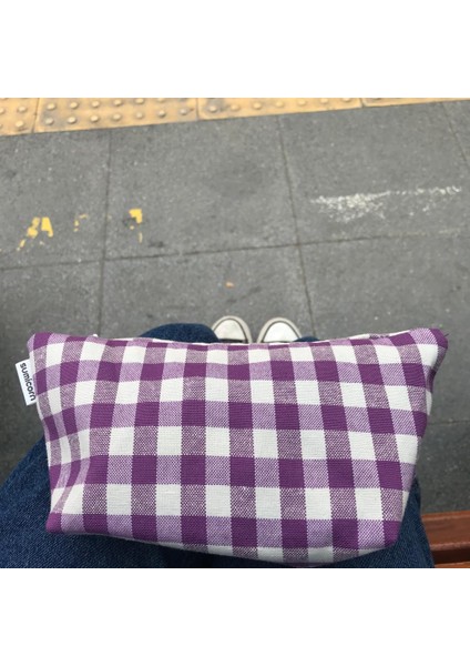 Mor Pötikareli Yıkanabilir Fermuarlı Tek Gözlü Bez Kalemlik Kalem Kutusu Cüzdan Makyaj Çantası indirimleri