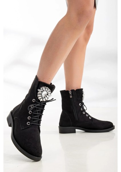 Toka Detaylı Kadın Siyah Postal Bot fiyatları