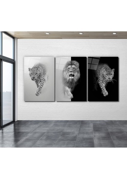 Leopar ve Aslan Triple Miyrem-Cam Tablo