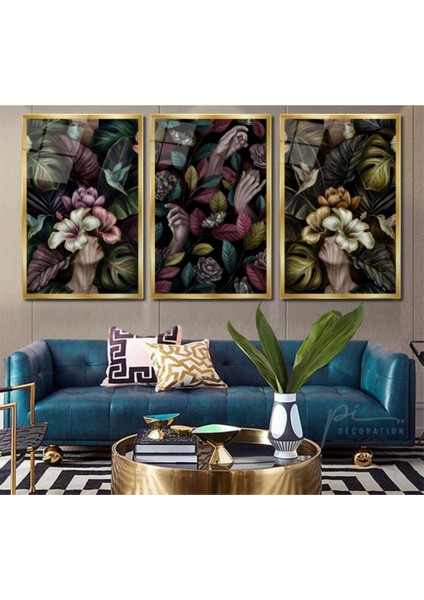 Tropik Gold Tema Triple Miyrem-Cam Tablo