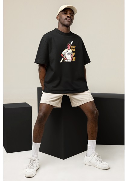 Arda Güler Baskılı Yüksek Kaliteli Unisex Oversize Siyah Tshirt