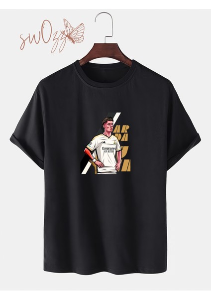 Arda Güler Baskılı Yüksek Kaliteli Unisex Oversize Siyah Tshirt
