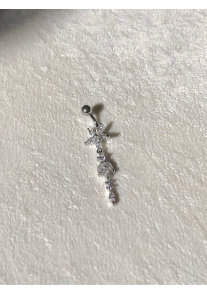 Nature Cerrahi Çelik Zirkon Taşlı Sallantılı Çiçek Gümüş Göbek Piercing fiyatları