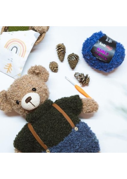 5 Adet Curly Alpaca Yün Karışımlı Kıvırcık Dokulu Yumuşak Peluş İp KC15 Yeşil fiyatları