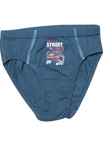 1019X12 Erkek Çocuk 12'li Karışık Desen Likralı Slip Külot-Renkli modelleri