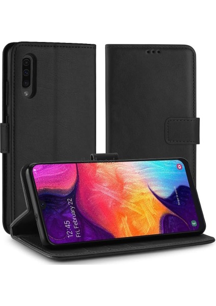 MTK Moveteck Samsung Galaxy A50 Kılıf  Kartvizit Bölmeli Cüzdan Standlı