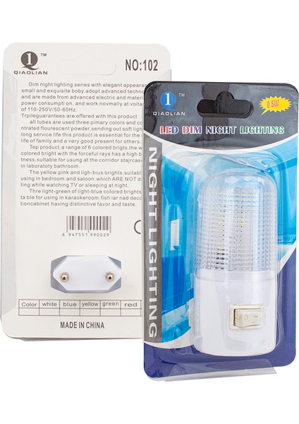 Powermaster Ledli Anahtarlı Gece Lambası 0.5 Watt Prizli Gece Lambası Işığı Priz Tipi