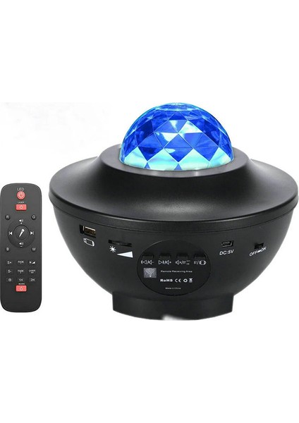 Powermaster PM-7388 Bluetooth Destekli Animasyonlu Şarjlı Ufo Tip Disko Topu Renkli Gece Lambası Tavan Lambası