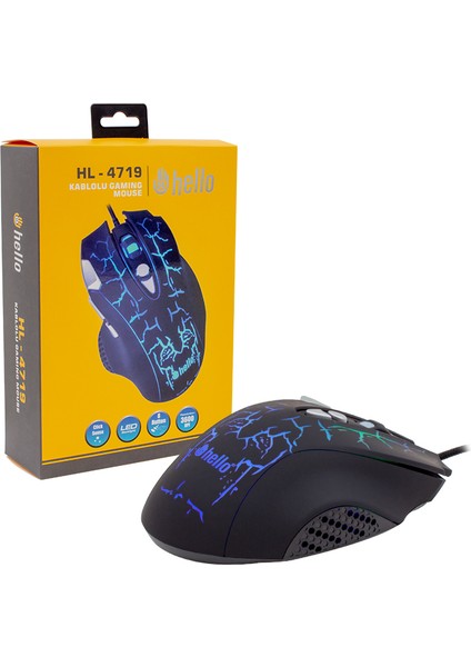 Hello HL-4719 Kablolu Oyuncu Gaming Mouse 8 Tuşlu 3600 Dpı Rgb LED Işıklı Scroll Tuşlu