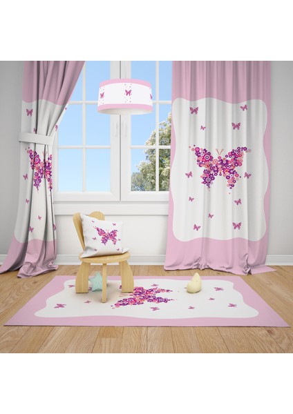 Kelebekli Çocuk ve Bebek Odası Fon Perdesi TLA-240